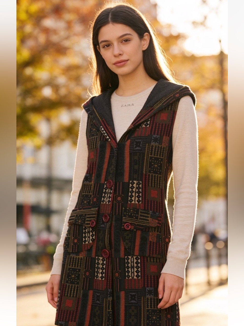 Zara Vintage Inspired Woman’s Southwestern Whimsy Boho Sleeveless Vest 42/L